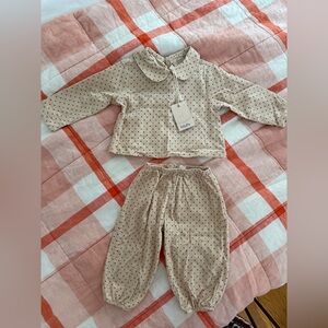 Lalaby Beige Polka Dot baby Set